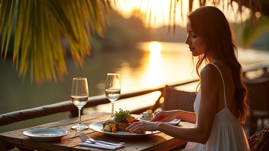 Elegantes Abendessen mit Amazonas-Fisch in Macapá am Flussufer