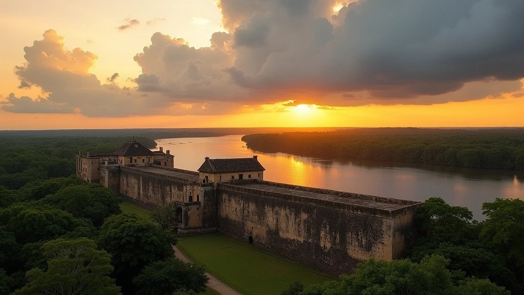Fortaleza de São José de Macapá am Amazonas zur goldenen Stunde