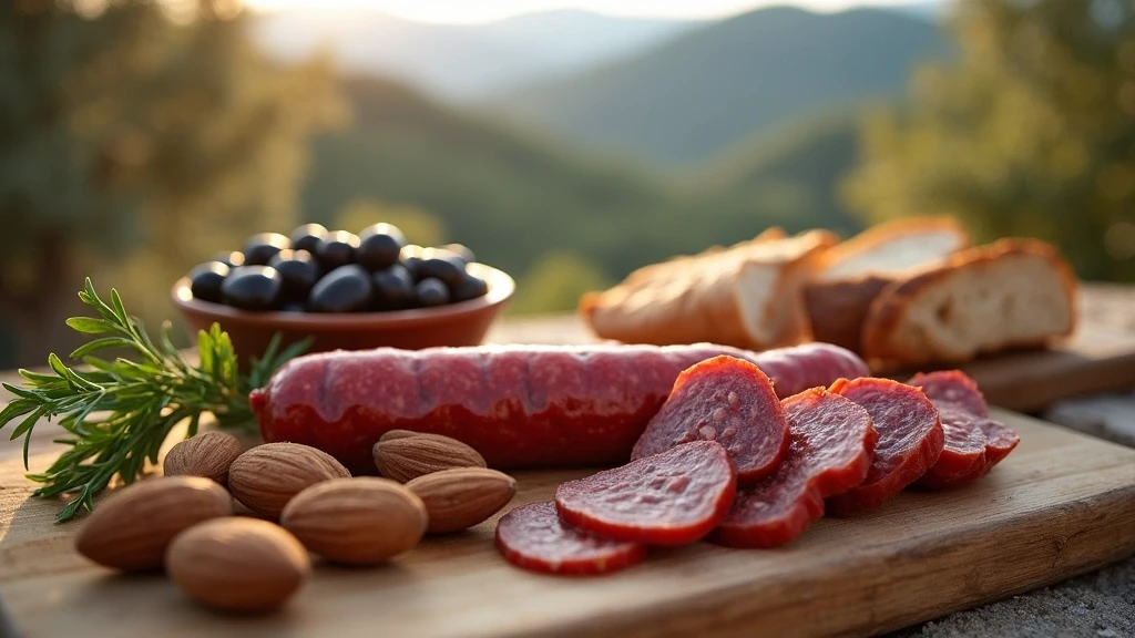Traditionelle mallorquinische Sobrasada und lokale Produkte in der Serra de Tramuntana