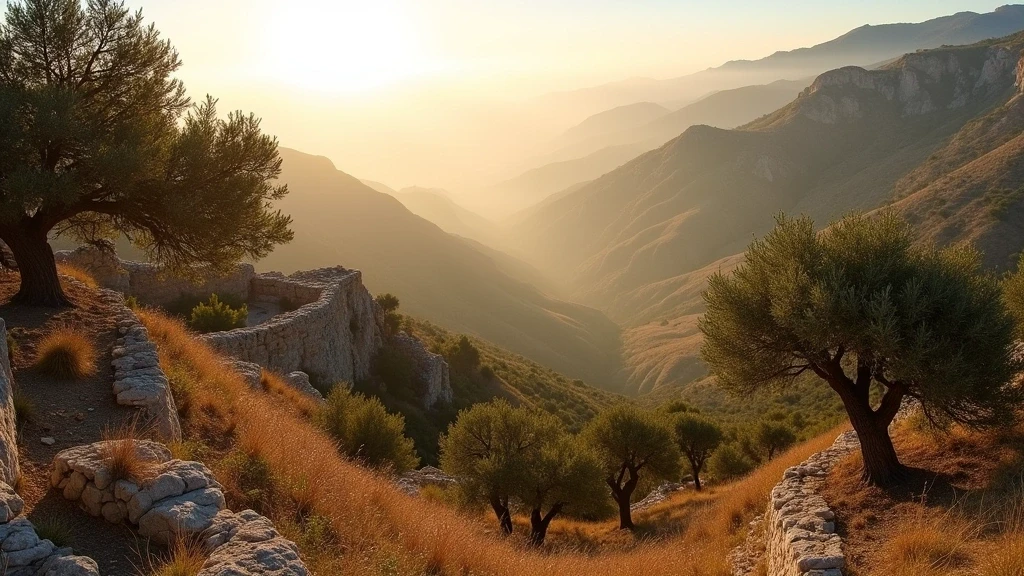 Panoramablick auf historische Trockenstein-Terrassen in der Serra de Tramuntana