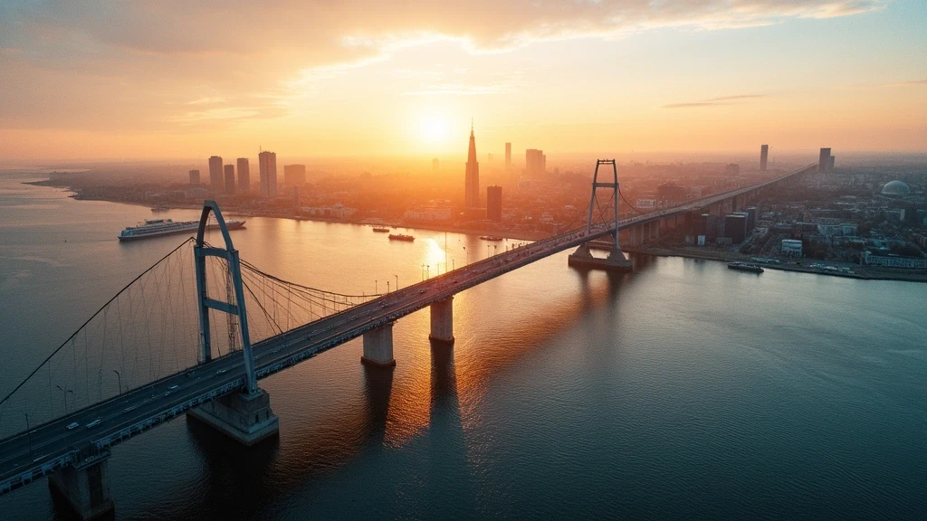 Luftaufnahme der Öresundbrücke und Turning Torso in Malmö zur goldenen Stunde