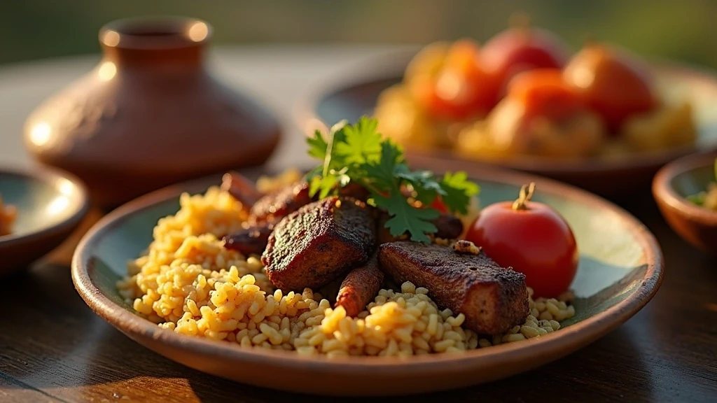 Traditionelle simbabwische Kueche Sadza mit Wildfleisch im Mana Pools Nationalpark
