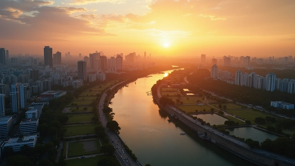 Luftaufnahme von Manila Bay, Intramuros und Makati Skyline zur goldenen Stunde in den Philippinen