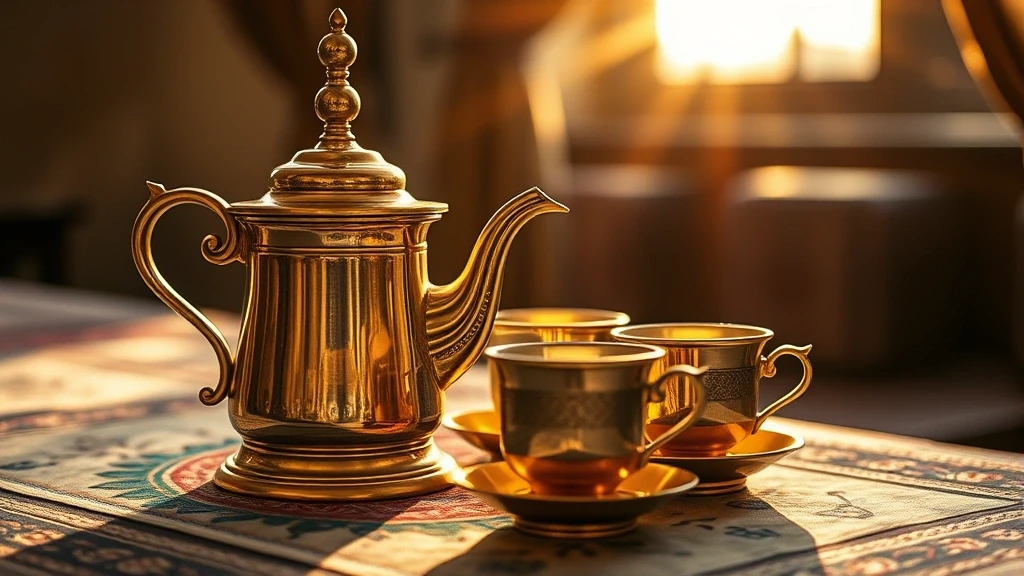 Traditionelle arabische Kaffeezeremonie in Mekka mit detailreicher Ausstattung in Saudi-Arabien