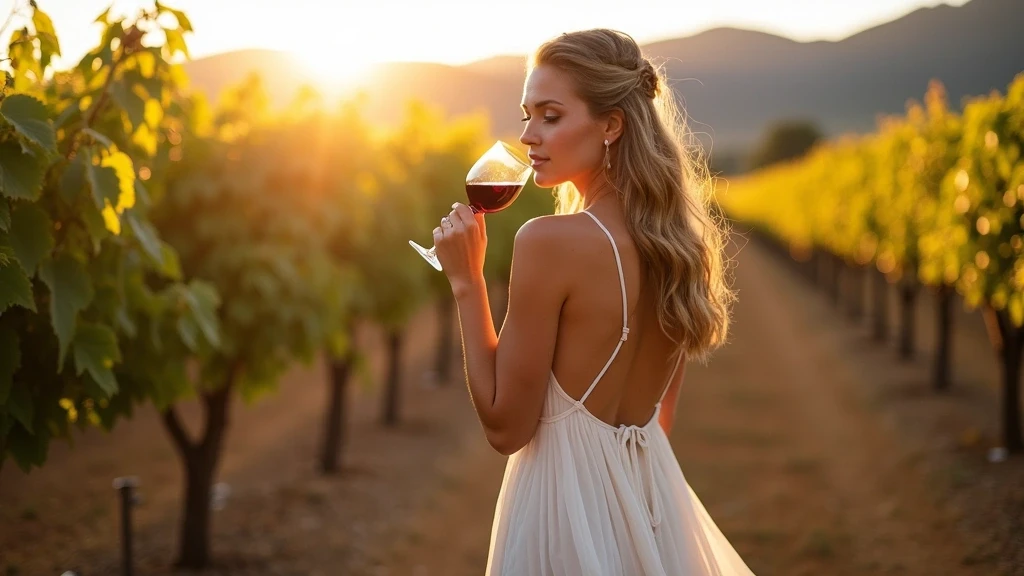 Elegante Frau beim Weinverkostung in Mendoza mit Malbec-Trauben
