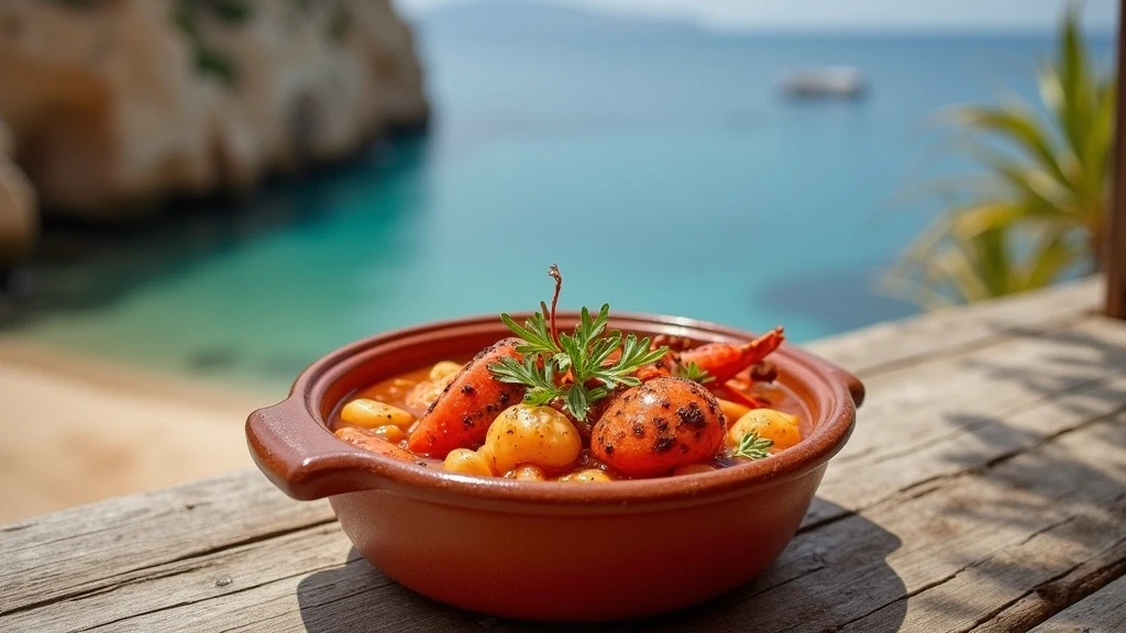 Traditionelle Menorca Langusteneintopf an der Cala Macarella Bucht