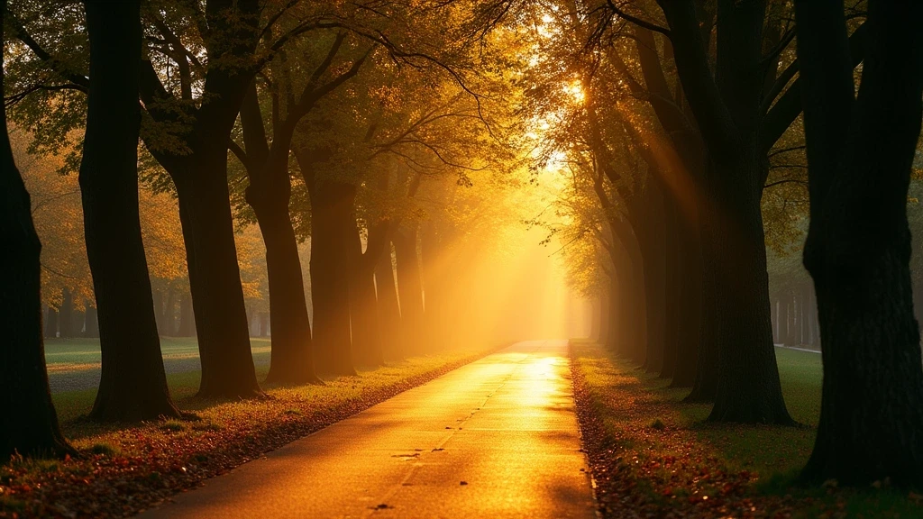 Goldene Stunde auf dem Tappeinerweg in Meran mit Kastanienwald und Lichtstrahlen