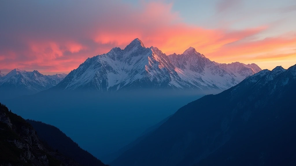 Dramatischer Sonnenuntergang ueber den Bergen von Mexiko mit goldenem Licht