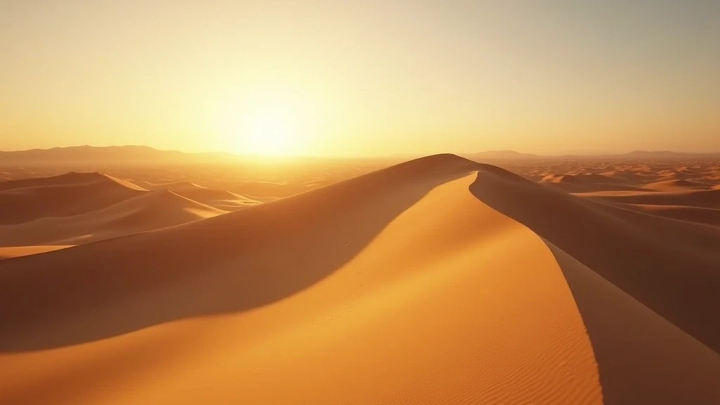 Kelso-Dünen in der Mojave Wüste bei goldenem Licht mit langen Schatten