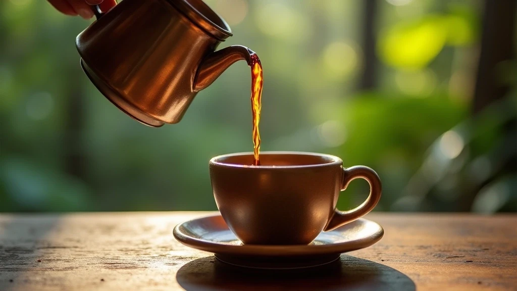 Artisaneller Kaffee wird in einer Keramiktasse in Monteverde, Costa Rica eingeschenkt