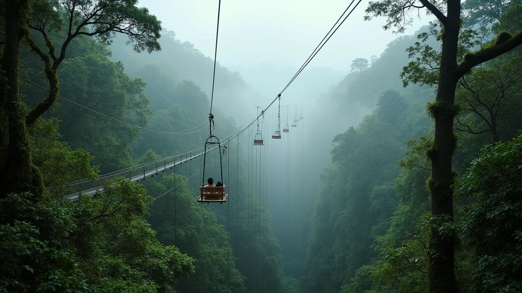Blick von den Sky Walk Haengebruecken im Monteverde Nebelwald, Costa Rica