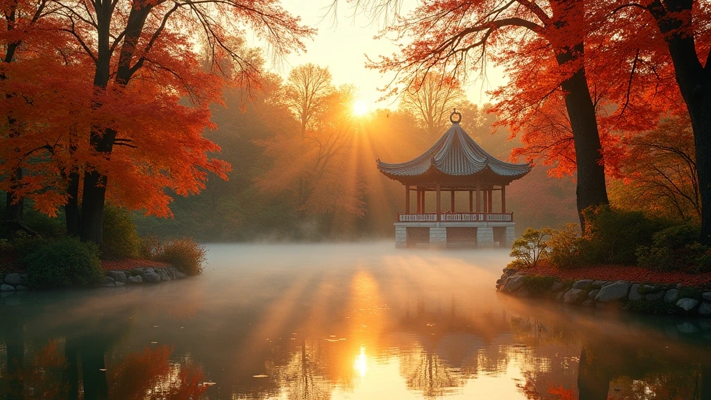 Goldene Stunde im Chinesischen Garten des Botanischen Gartens Montreal