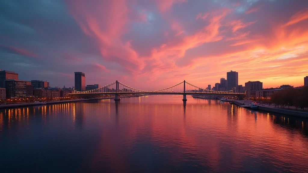 Panoramablick auf den Sankt-Lorenz-Strom bei Sonnenuntergang in Montreal