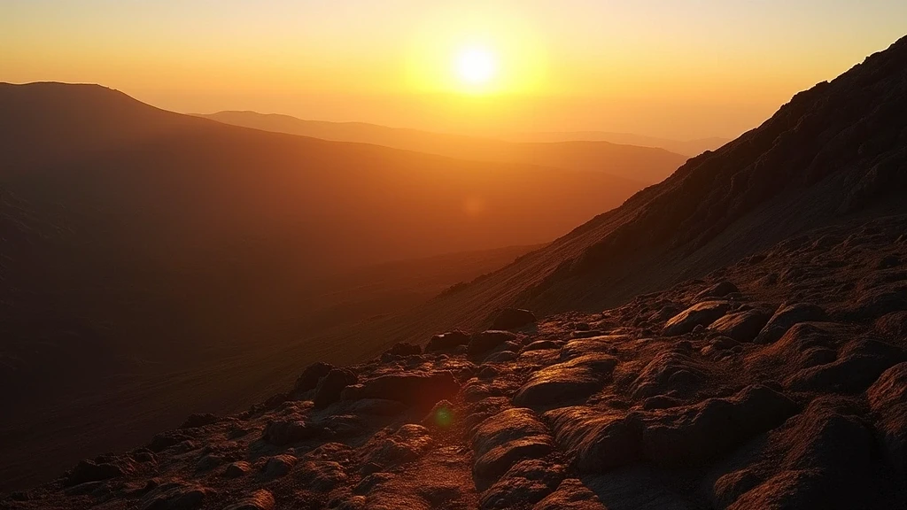 Goldene Stunde am Mount Nyiragongo mit dramatischer Beleuchtung der Lavastroeme