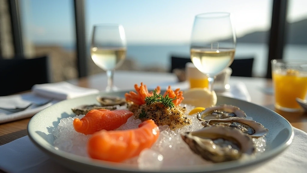 Luxus Meeresfruechte Platte in Nairn Restaurant mit Blick auf Moray Firth