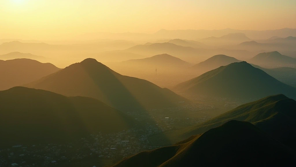 Luftaufnahme der Ngong Hills in Nairobi zur goldenen Stunde mit dramatischem Himmel