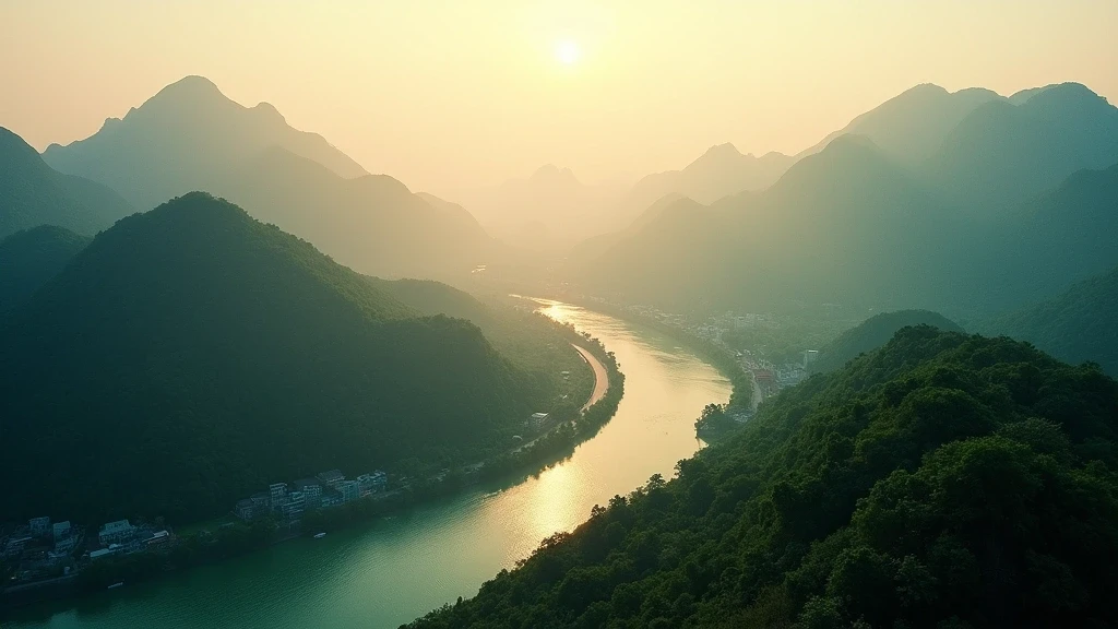 Luftaufnahme des Purpurbergs und des Jangtse in Nanjing zur goldenen Stunde