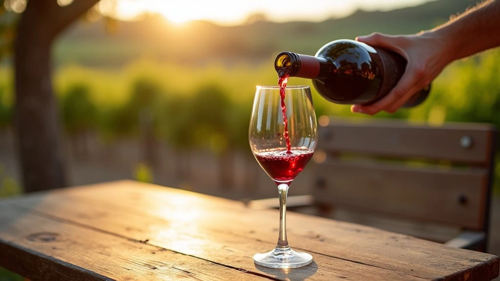 Hande giessen Cabernet Sauvignon in Kristallglas bei Weinverkostung im Napa Valley