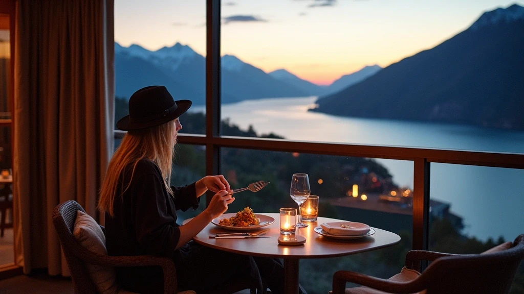 Luxus-Lodge in Queenstown, Neuseeland mit Panoramablick auf Berge und Abendessen