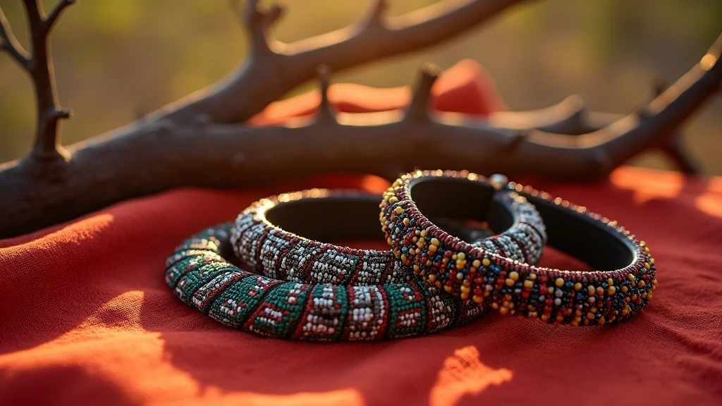 Detailaufnahme von Massai-Perlen-Schmuck im Ngorongoro Krater Tansania