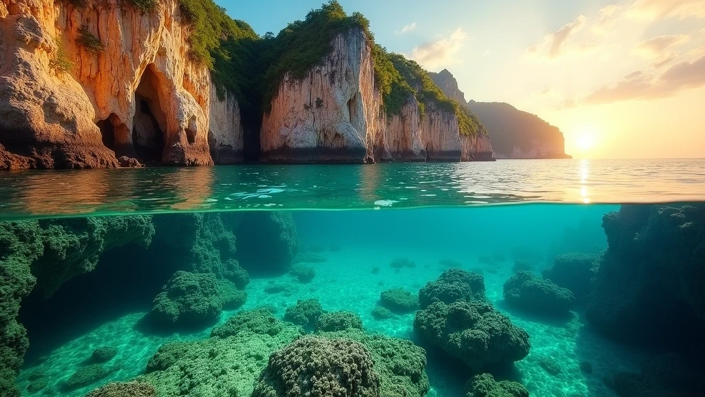 Goldene Stunde am Hon Mun Meeresschutzgebiet in Nha Trang mit kristallklarem Wasser und Korallenriffen