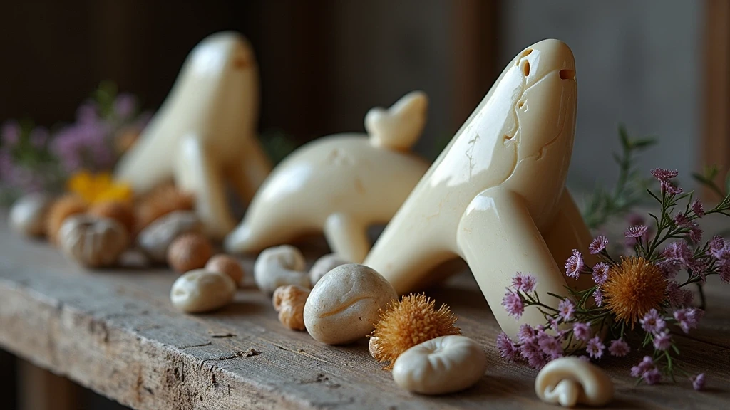 Traditionelle Inuit-Schnitzereien aus Walknochen und Speckstein in der Nordwestpassage