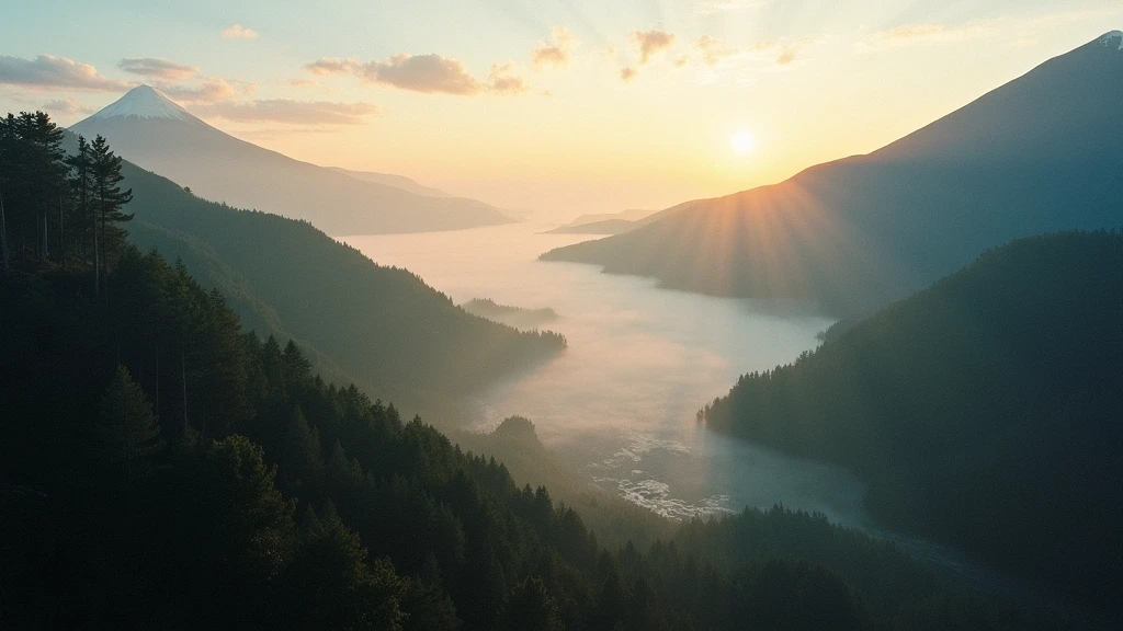Dramatische Luftaufnahme der vulkanischen Berge und heißen Quellen von Nyuto zur goldenen Stunde