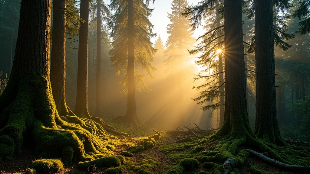 Goldene Stunde im alten Regenwald des Pacific Rim National Park Reserve