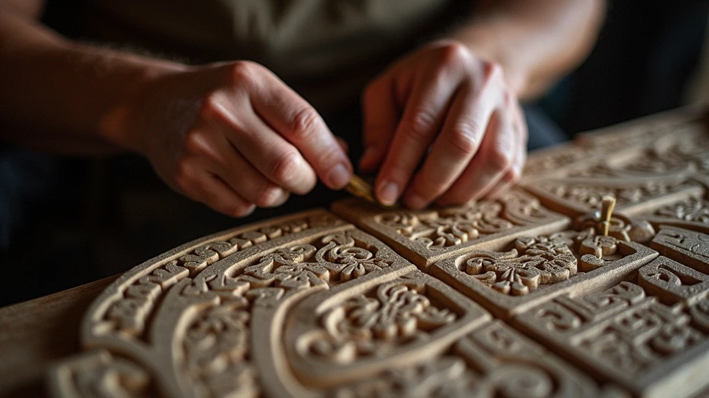 Detailaufnahme traditioneller Palau-Storyboard-Schnitzerei mit Meisterhandwerk