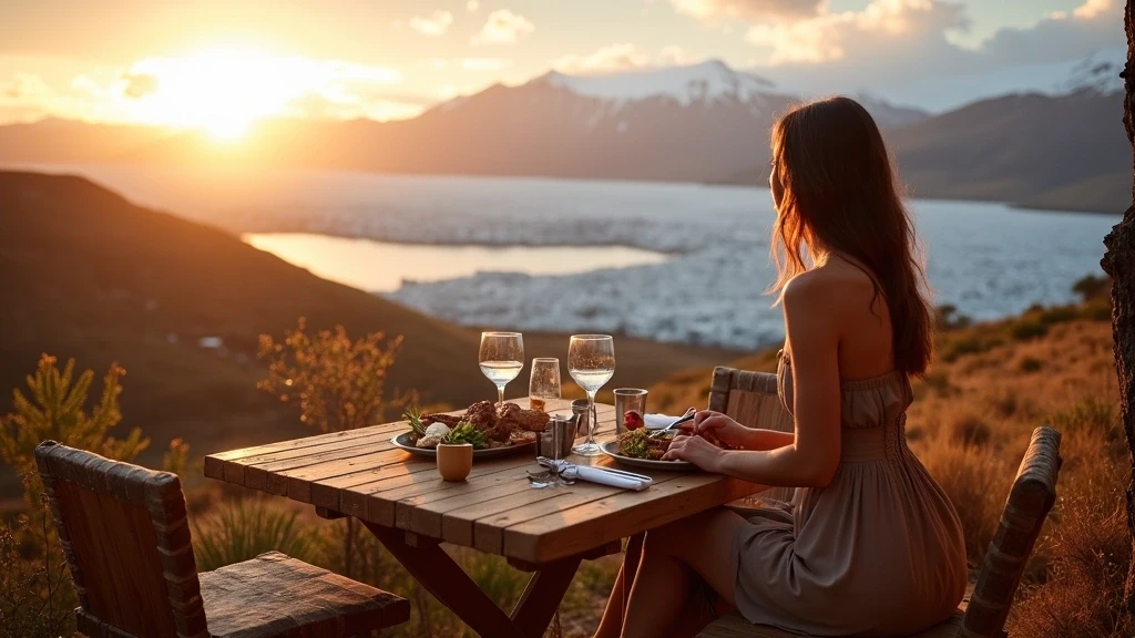 Elegantes Abendessen mit Lamm-Asado in Patagonien am Gletschersee