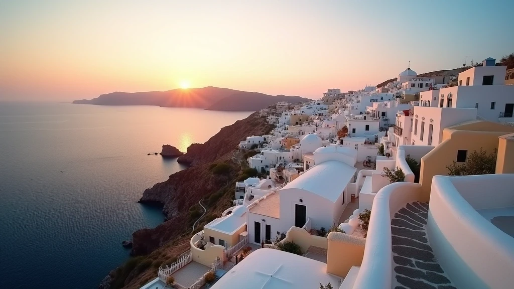 Panoramablick auf Chora, die weiße Hauptstadt von Patmos, zur goldenen Stunde in Griechenland