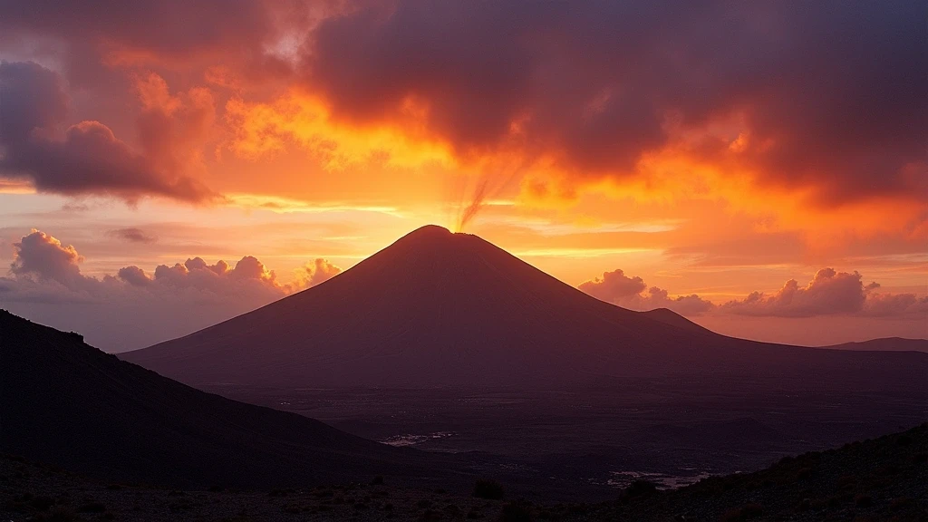 Sonnenuntergang über dem Pico del Teide mit dramatischen Wolken und vulkanischer Landschaft in Spanien