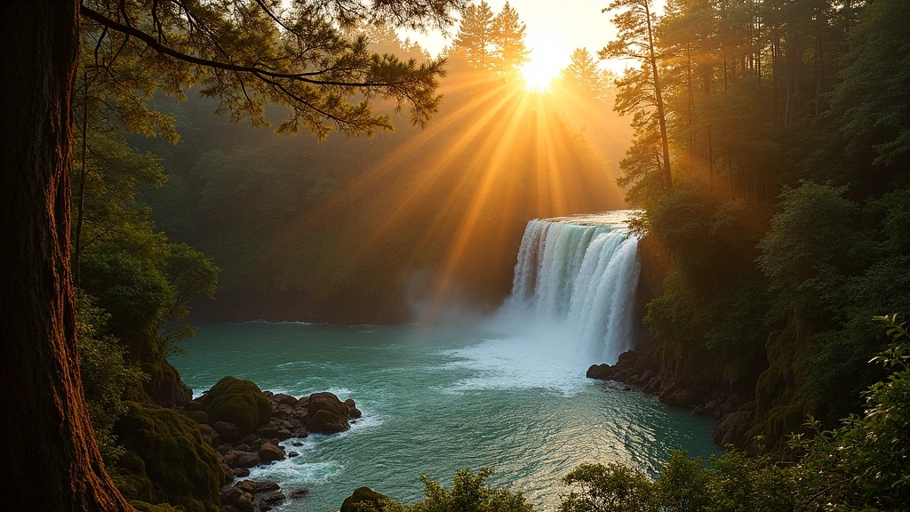 Sonnenuntergang ueber den Pwe-Kauk-Wasserfaellen in Pyin Oo Lwin, Myanmar
