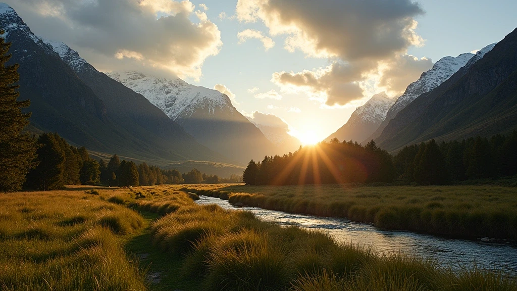 Goldene Stunde im Paradise Valley bei Glenorchy nahe Queenstown