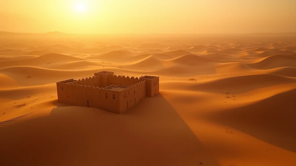 Luftaufnahme der goldenen Sahara-Dünen und alten Ksar-Festungen in Rissani zur goldenen Stunde