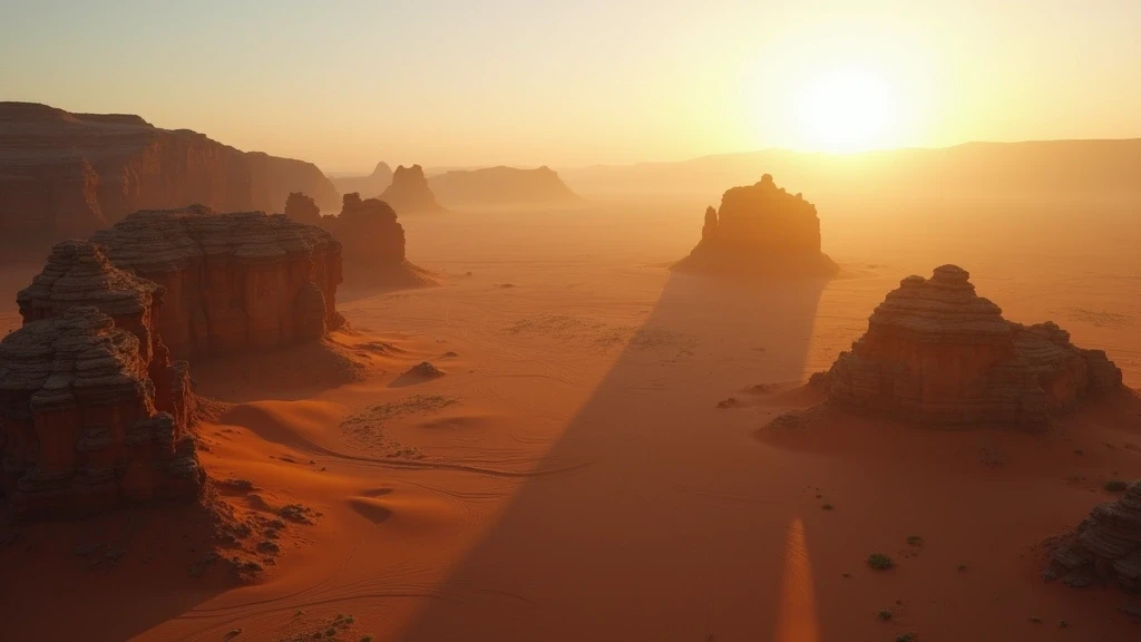 Luftaufnahme der dramatischen Wuestenlandschaft von Rosh Pinah zur goldenen Stunde in Namibia