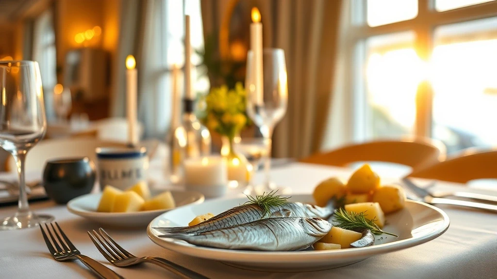Gourmet-Essen mit Ostsee-Hering in Göhren auf Rügen bei Kerzenlicht