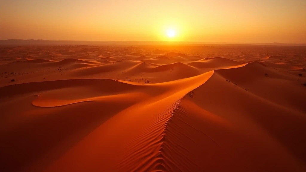Panorama der roten Sandduenen in Safari-Express bei Sonnenuntergang mit dramatischen Schatten