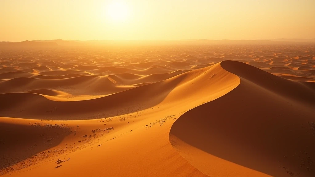 Panoramablick auf Sternenduene in der Sahara, Marokko zur goldenen Stunde