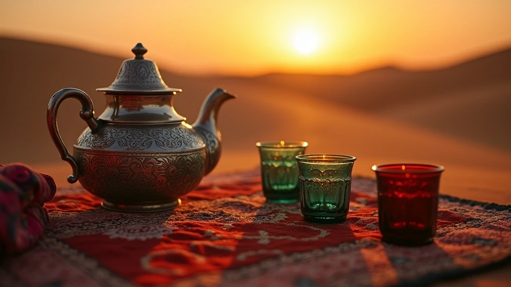 Traditionelle marokkanische Teezeremonie im Wuestencamp der Sahara, Marokko
