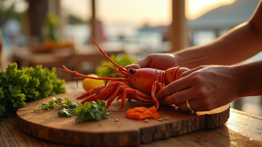 Traditionelle karibische Hummerzubereitung in einem Restaurant in Marigot, Saint Martin
