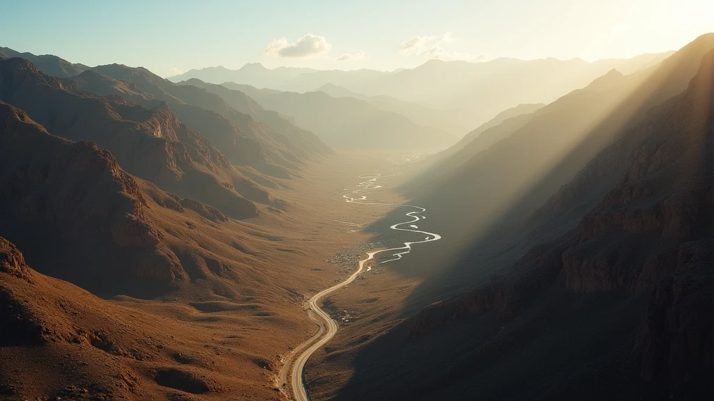 Luftaufnahme der serpentinen Bergstrassen in San Bartolo, Chile im Morgenlicht