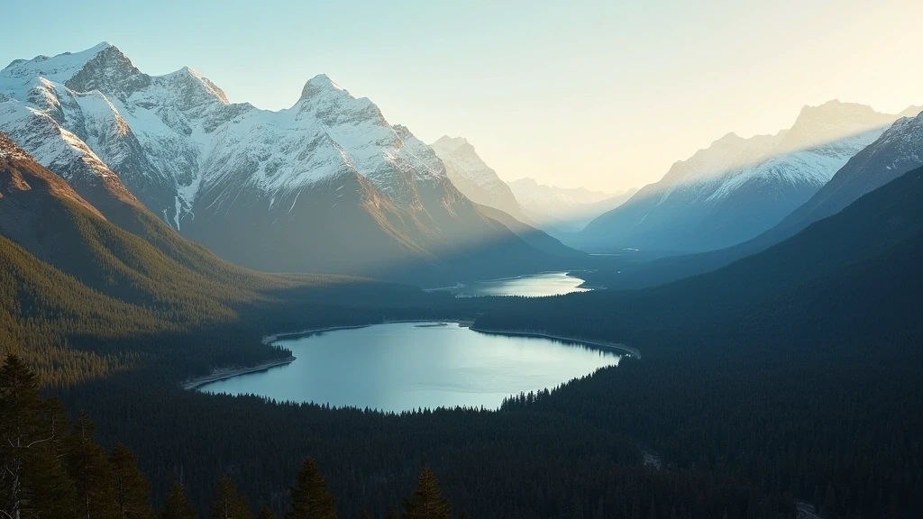 Luftaufnahme der Anden und des Nahuel Huapi Sees in Bariloche zur goldenen Stunde