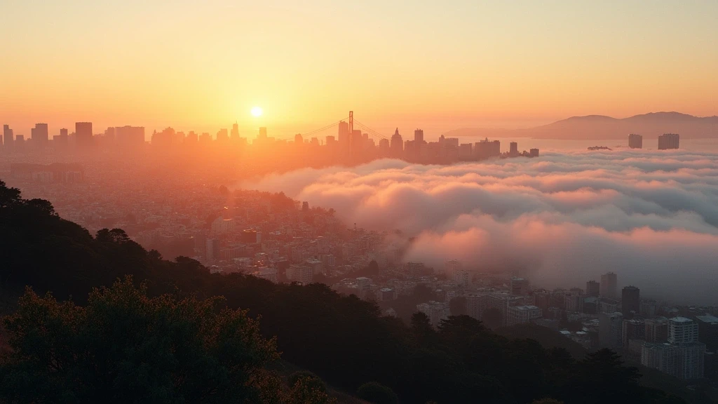 Panoramablick von Twin Peaks auf San Francisco im Morgennebel