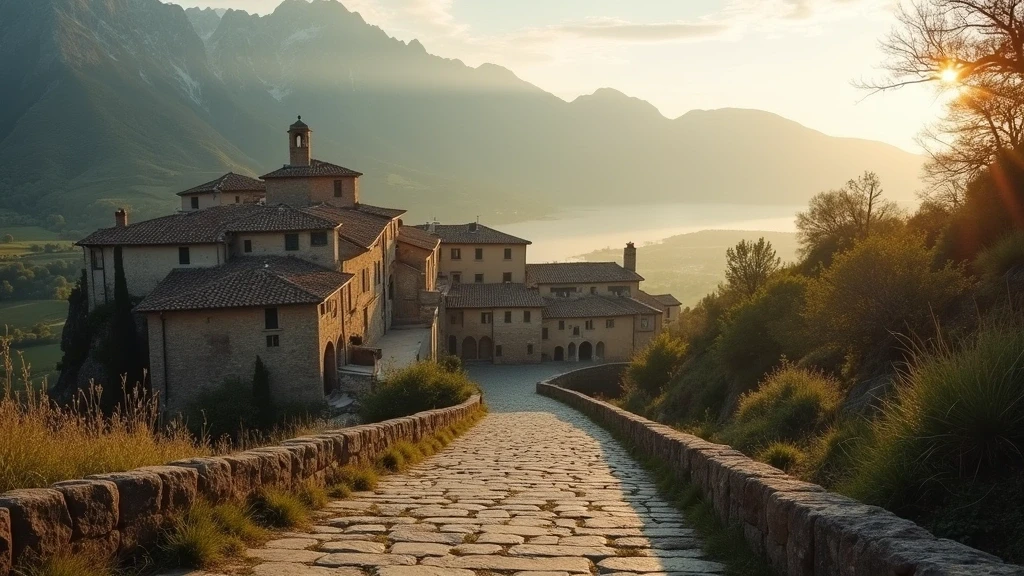 Panoramablick auf das historische Dorfzentrum von San Michele mit mittelalterlicher Architektur