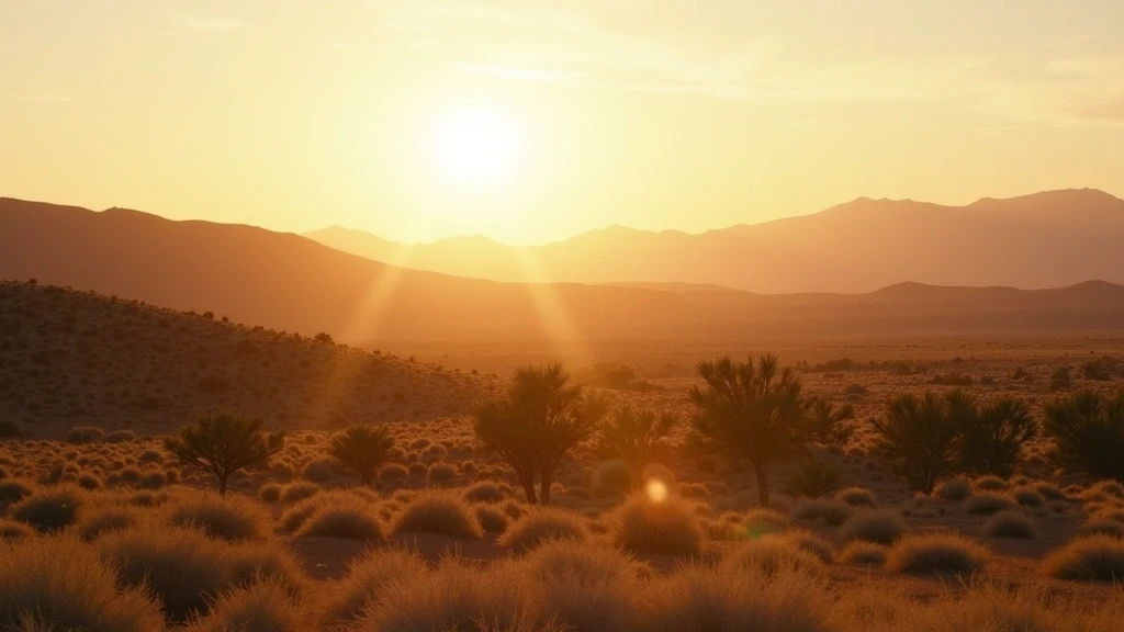 Panoramablick auf die Hochwuestenlandschaft von Santa Fe zur goldenen Stunde
