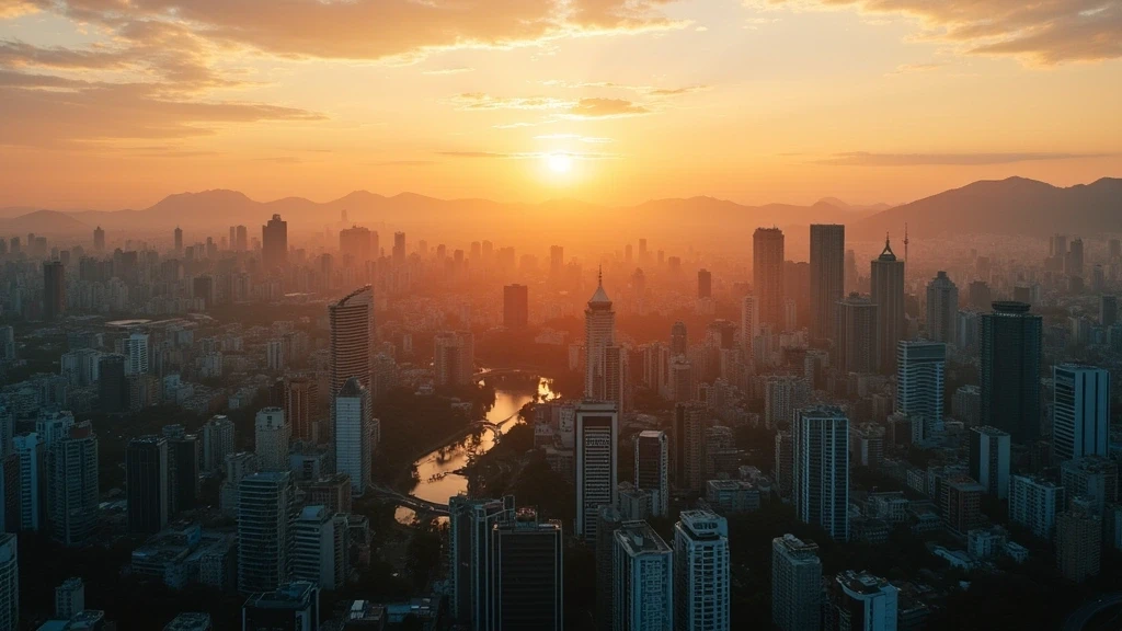 Luftaufnahme des São Paulo Skyline zur goldenen Stunde mit Pinheiros Fluss