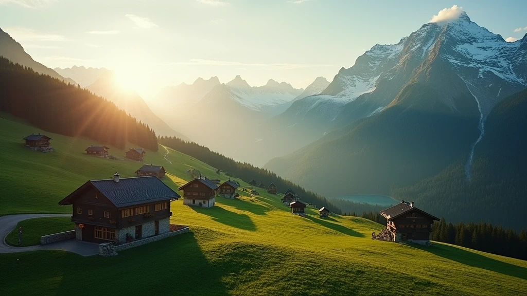 Luftaufnahme der Tiroler Alpen und des Seefelder Plateaus zur goldenen Stunde in Österreich