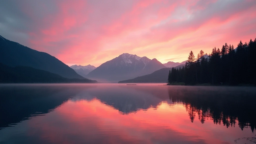 Panorama des Wildmoossee bei Sonnenuntergang in Seefeld, Tirol