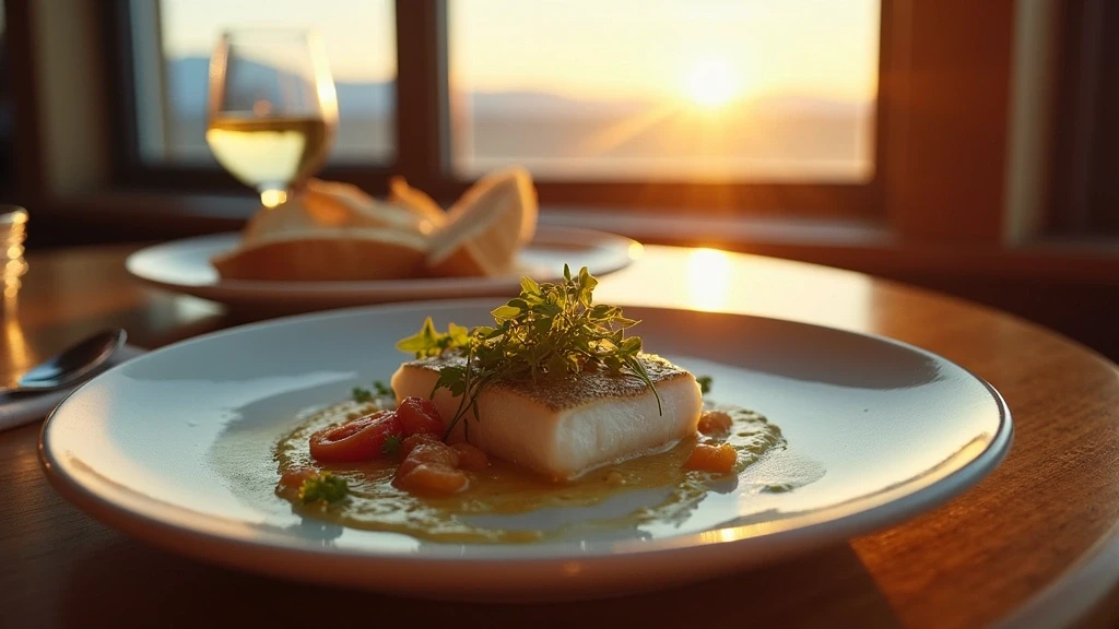 Traditionelle islaendische Kueche auf Holztafel in Selfoss mit frischem Fisch und Skyr